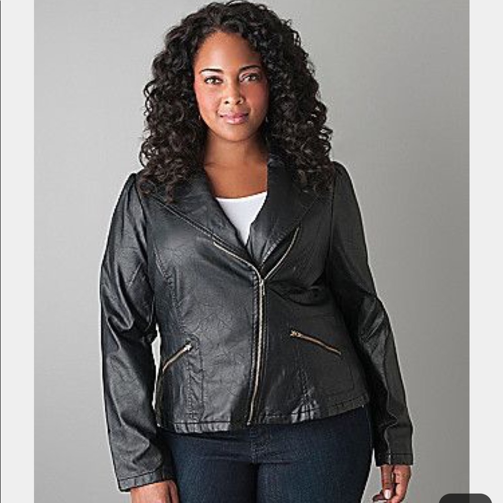 Lane Bryant black Faux Leather Moto Jacket